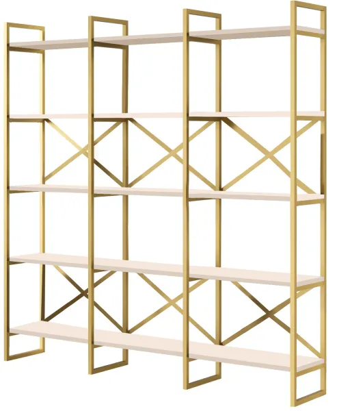FUNZI LIVING VG6 Regal - weißes und goldenes Melamin, Metall